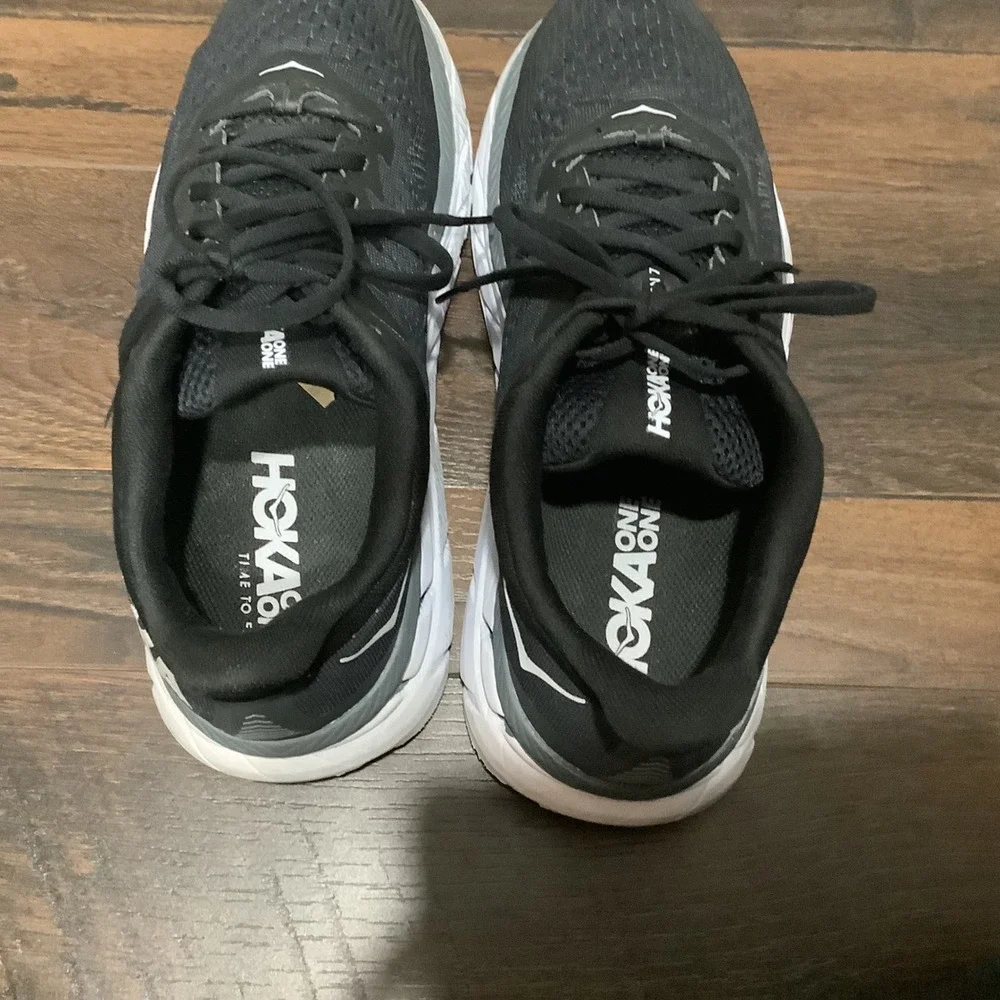 Hoka Clifton 7 Womens Running Shoes Black White Road Sneakers 1110509 BWHT - Picture 10 of 13